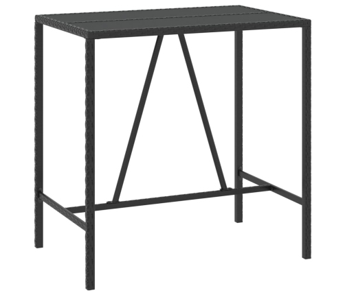 Mesa bar y taburetes jardín 5 pzas madera acacia ratán PE negro