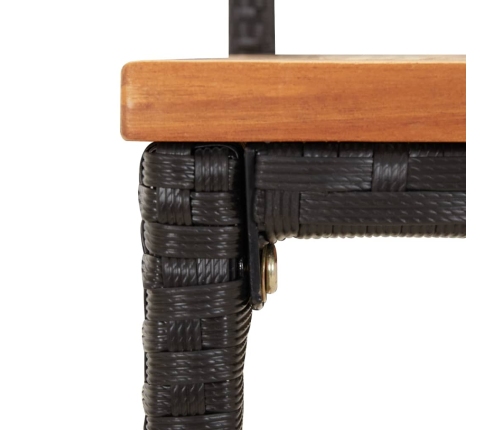 Mesa bar y taburetes jardín 5 pzas madera acacia ratán PE negro