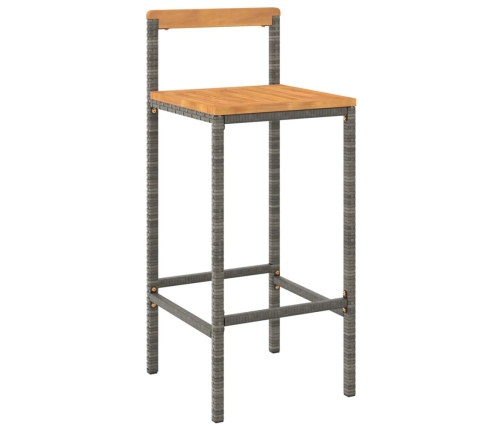 Mesa bar y taburetes jardín 5 pzas madera acacia ratán PE gris