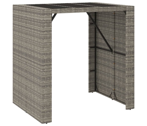 Mesa bar y taburetes jardín 5 pzas madera acacia ratán PE gris