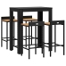Mesa bar y taburetes jardín 5 pzas madera acacia ratán PE negro