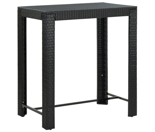 Mesa bar y taburetes jardín 5 pzas madera acacia ratán PE negro