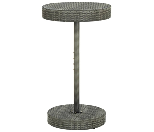 Mesa y taburetes altos jardín 3 pzas madera y ratán PE gris