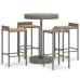 Mesa bar y taburetes jardín 5 pzas madera acacia ratán PE gris