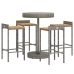 Mesa bar y taburetes jardín 5 pzas madera acacia ratán PE gris