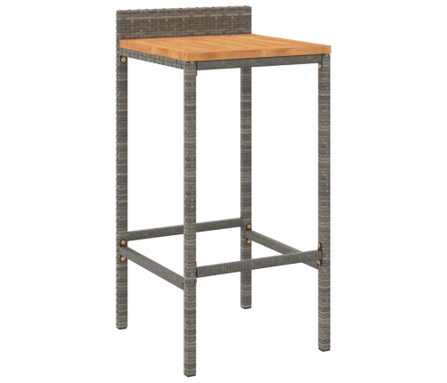 Mesa bar y taburetes jardín 5 pzas madera acacia ratán PE gris