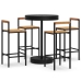 Mesa bar y taburetes jardín 5 pzas madera acacia ratán PE negro