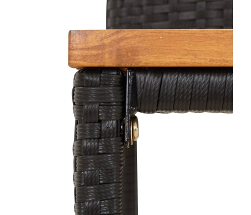 Mesa bar y taburetes jardín 5 pzas madera acacia ratán PE negro