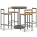 Mesa bar y taburetes jardín 5 pzas madera acacia ratán PE gris