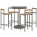 Mesa bar y taburetes jardín 5 pzas madera acacia ratán PE gris