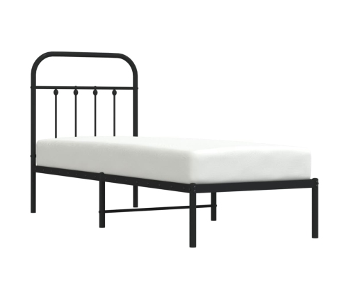 Estructura cama sin colchón con cabecero metal negro 75x190 cm