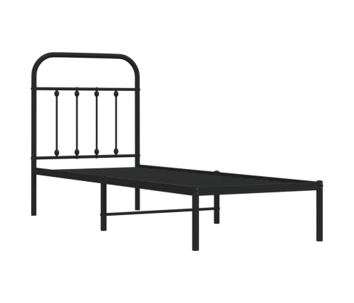 Estructura cama sin colchón con cabecero metal negro 75x190 cm