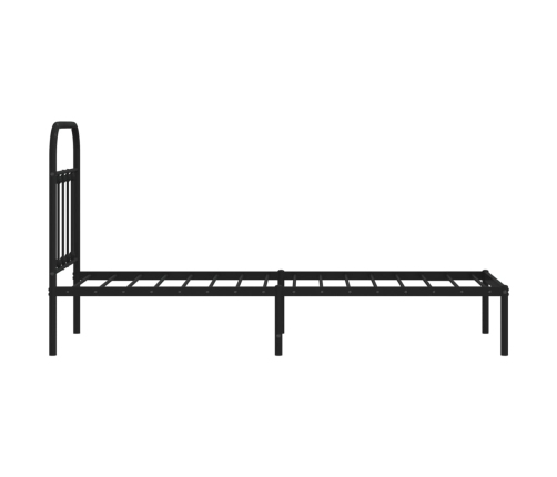 Estructura cama sin colchón con cabecero metal negro 75x190 cm