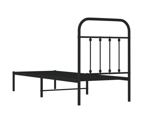 Estructura cama sin colchón con cabecero metal negro 75x190 cm