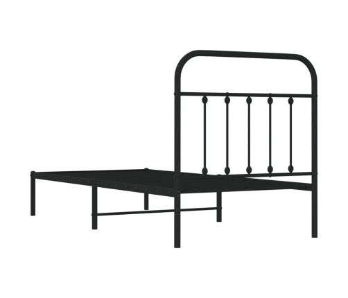 Estructura cama sin colchón con cabecero metal negro 80x200 cm