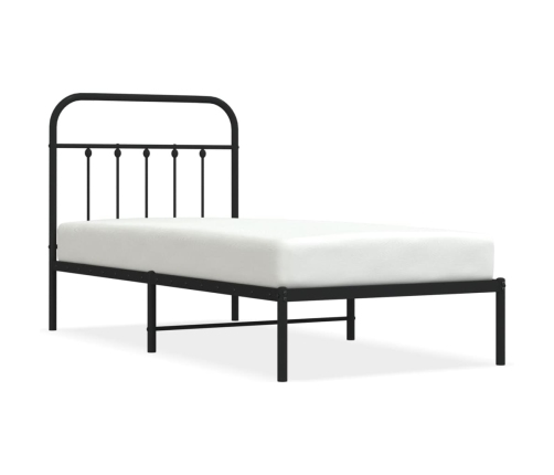 Estructura cama sin colchón con cabecero metal negro 90x190 cm