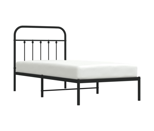 Estructura cama sin colchón con cabecero metal negro 90x190 cm