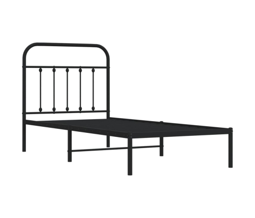 Estructura cama sin colchón con cabecero metal negro 90x190 cm