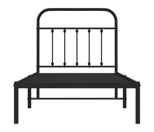 Estructura cama sin colchón con cabecero metal negro 90x190 cm