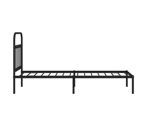 Estructura cama sin colchón con cabecero metal negro 90x190 cm