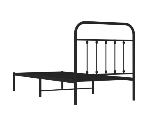 Estructura cama sin colchón con cabecero metal negro 90x190 cm