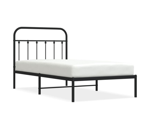 Estructura cama sin colchón con cabecero metal negro 100x190 cm