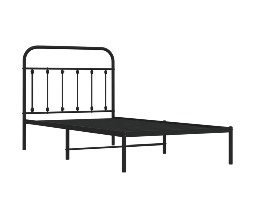 Estructura cama sin colchón con cabecero metal negro 100x190 cm