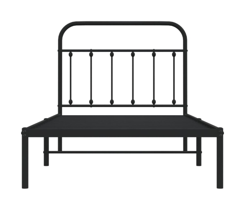 Estructura cama sin colchón con cabecero metal negro 100x190 cm