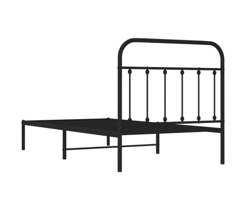 Estructura cama sin colchón con cabecero metal negro 100x190 cm