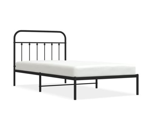 Estructura cama sin colchón con cabecero metal negro 107x203 cm