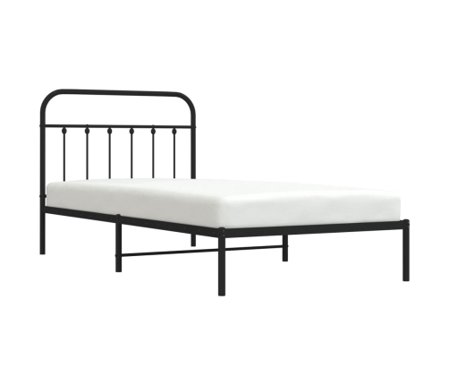 Estructura cama sin colchón con cabecero metal negro 107x203 cm