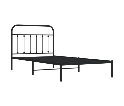 Estructura cama sin colchón con cabecero metal negro 107x203 cm