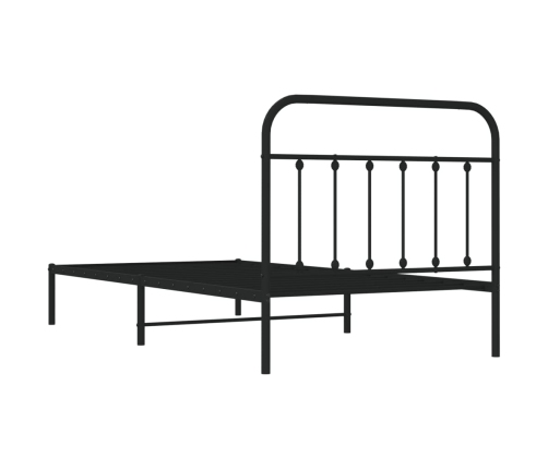 Estructura cama sin colchón con cabecero metal negro 107x203 cm