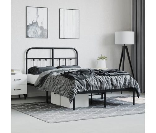 vidaXL Estructura de cama con cabecero metal negro 120x190 cm