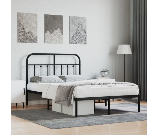 vidaXL Estructura de cama con cabecero metal negro 120x190 cm