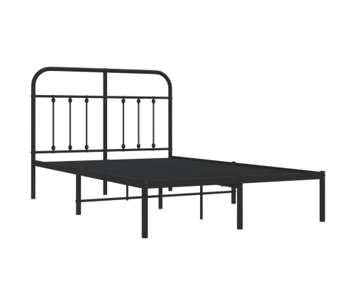 Estructura cama sin colchón con cabecero metal negro 120x200 cm