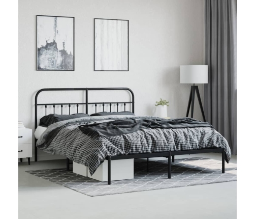 vidaXL Estructura de cama con cabecero metal negro 180x200 cm