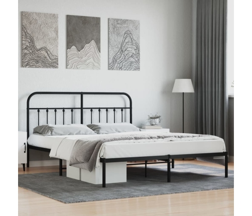 vidaXL Estructura de cama con cabecero metal negro 180x200 cm