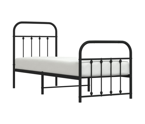 Estructura cama sin colchón con estribo metal negro 75x190 cm