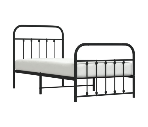 Estructura cama sin colchón con estribo metal negro 90x190 cm