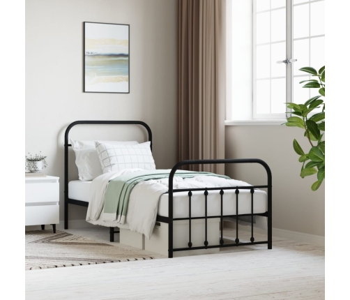 Estructura cama sin colchón con estribo metal negro 90x190 cm