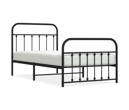 Estructura cama sin colchón con estribo metal negro 100x190 cm