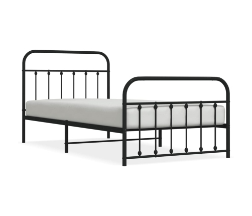 Estructura cama sin colchón con estribo metal negro 107x203 cm