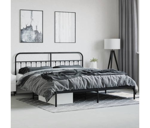 Estructura cama sin colchón con estribo metal negro 183x213 cm