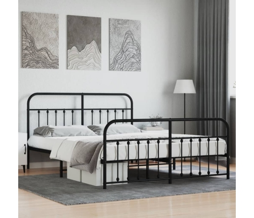 Estructura cama sin colchón con estribo metal negro 183x213 cm