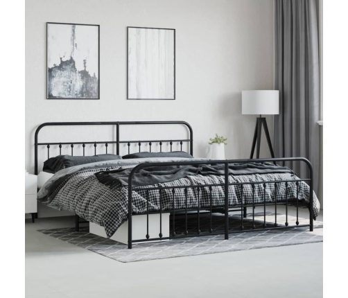 Estructura cama sin colchón con estribo metal negro 193x203 cm