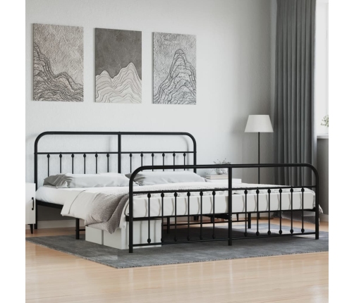 Estructura cama sin colchón con estribo metal negro 193x203 cm