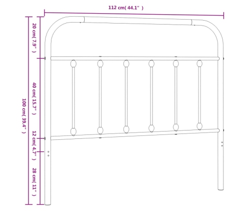 Cabecero de metal negro 107 cm