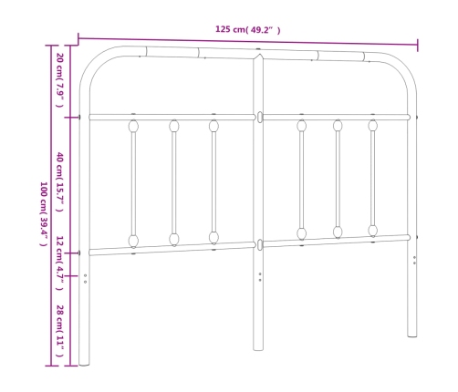 Cabecero de metal negro 120 cm