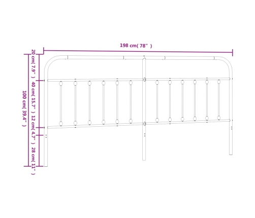 Cabecero de metal negro 193 cm